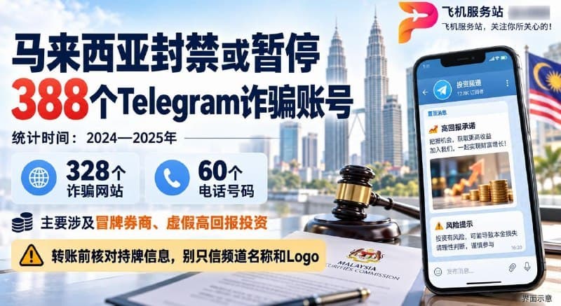 马家事|大马封禁388个TG电报诈骗号,冒牌高息理财扎堆套壳