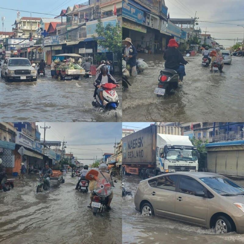 Cambodia Affairs|Morning Torrential Rain Submerges Roads in Phnom Penh, Water Reaches Knee-Deep