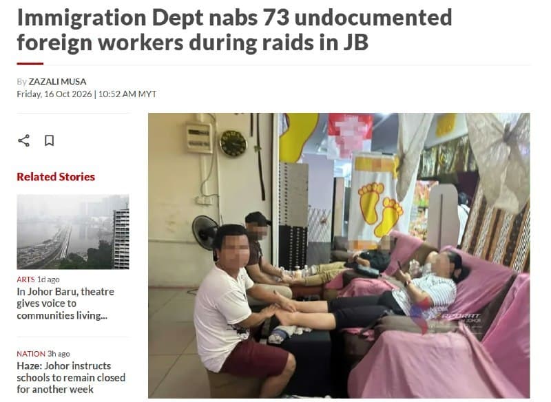 马家事|新山突击检查22处商业场所,73名外籍务工被扣,涉地下博彩与按摩店