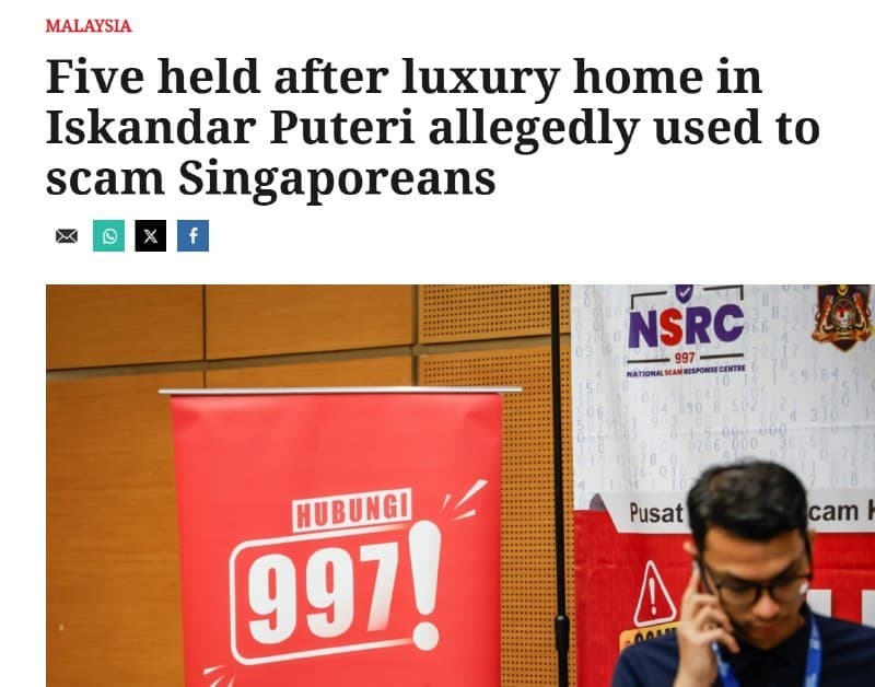 Malaysia Affairs|Luxury Villa Scam Den Busted in Iskandar Puteri, 5 Arrested for Targeting Singaporean Elderly