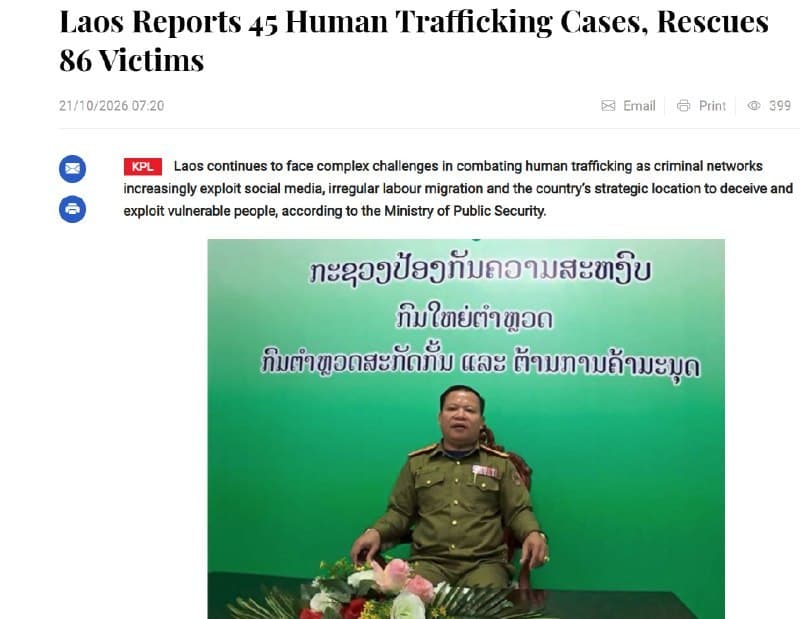 Laos Affairs|Laos Cracks Down on Human Trafficking: 119 Arrested, 86 Victims Rescued Across 45 Cases
