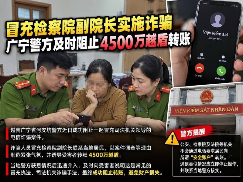 Vietnam Affairs|Police Halt 45M VND Transfer in Procuracy Impersonation Scam